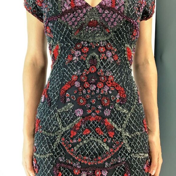 PARKER purple burgundy sequin dress sz 0 or xs - Picture 4 of 9